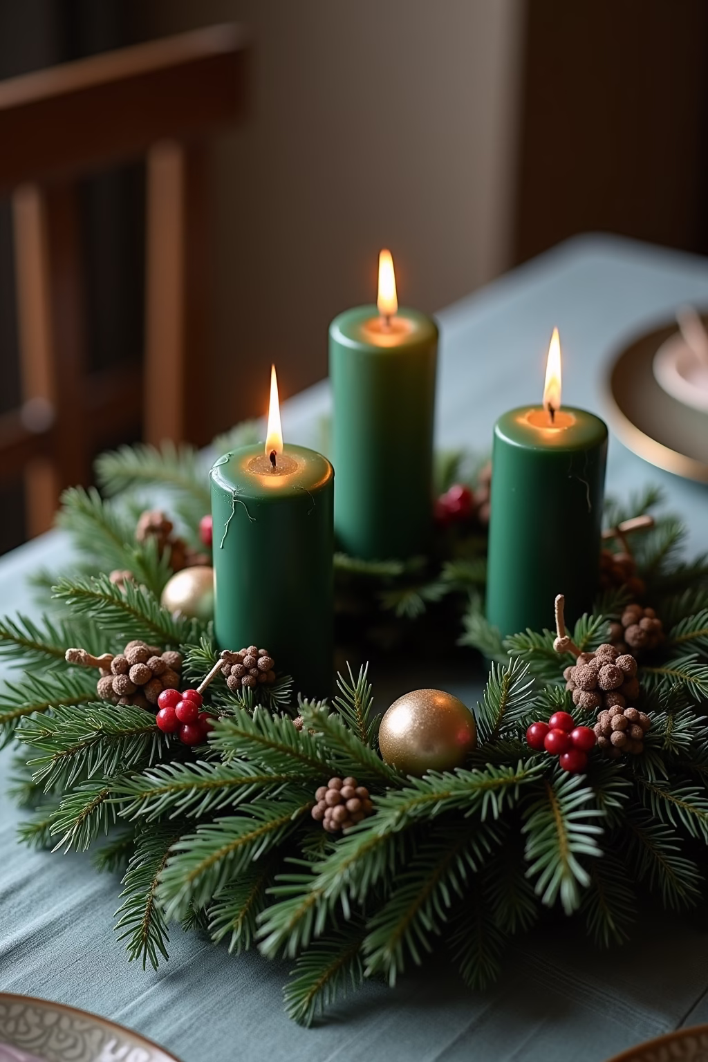 adventskranz gruene kerzen outline 5