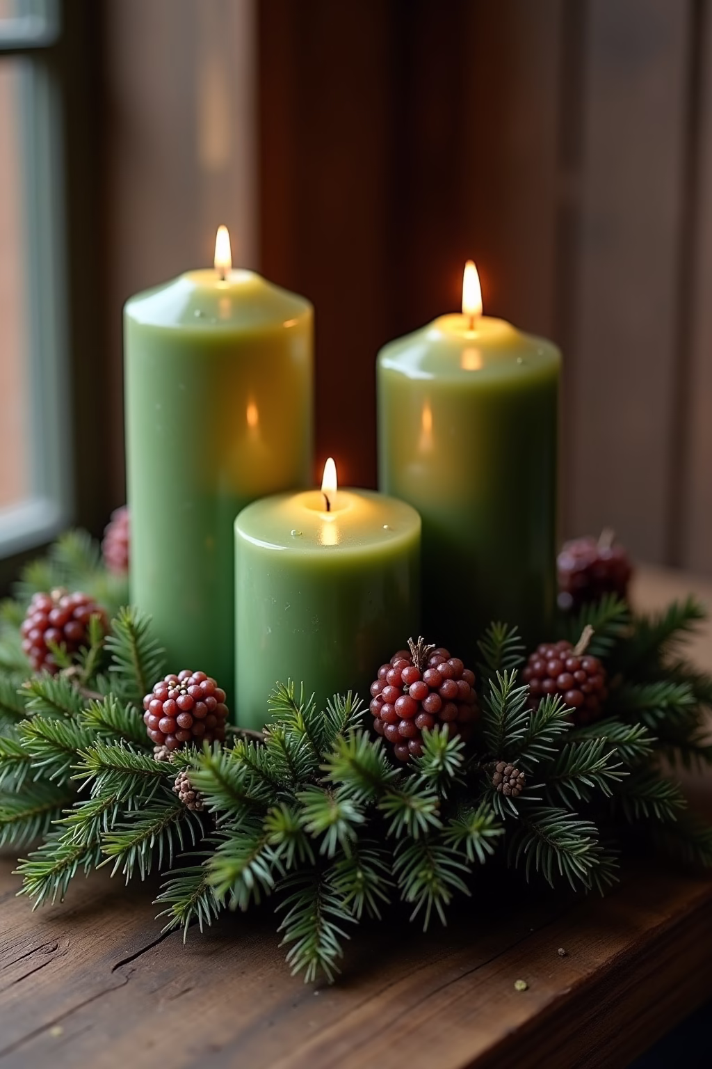 adventskranz gruene kerzen outline 6