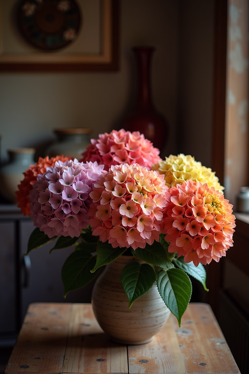 einfache deko mit hortensien outline 8