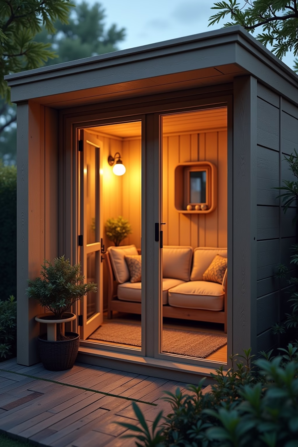 kleine gartenlaube einrichten outline 2