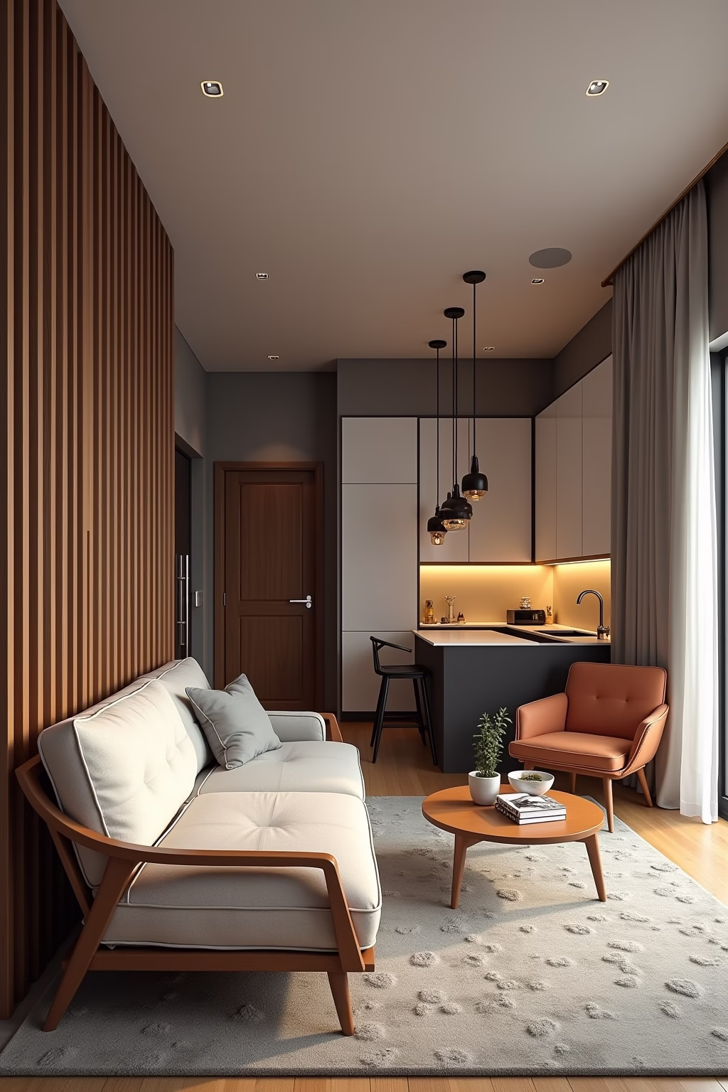 kleines wohnzimmer mit offener kueche einrichten outline 4