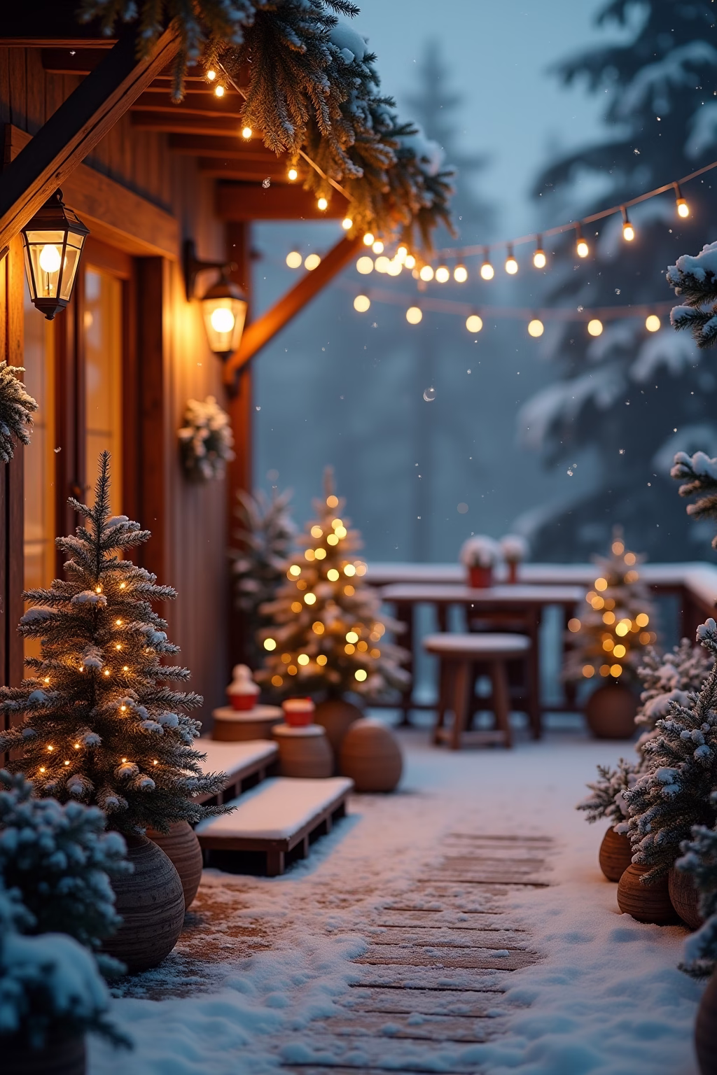 terrasse weihnachtlich dekorieren outline 4