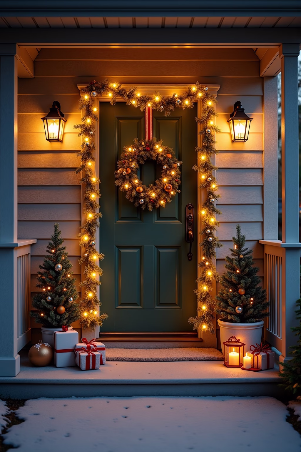 weihnachtsdeko draussen eingang outline 8