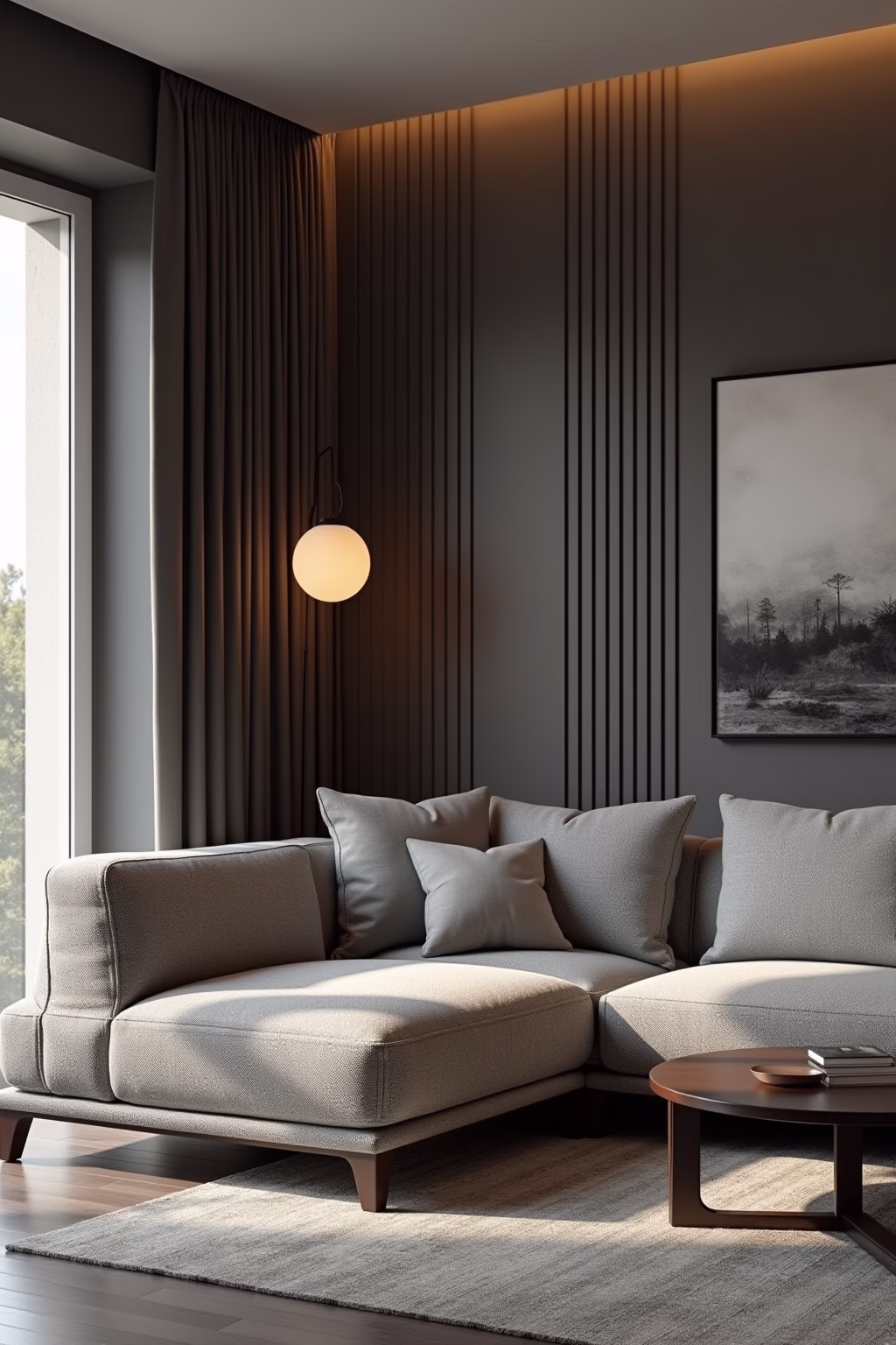 wohnzimmer mit grauer couch einrichten outline 7